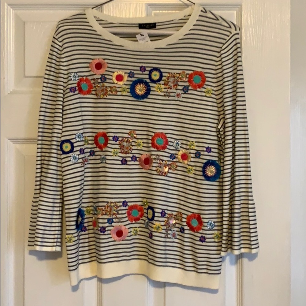 Talbots Light Weight Stripped Embellished Shirt